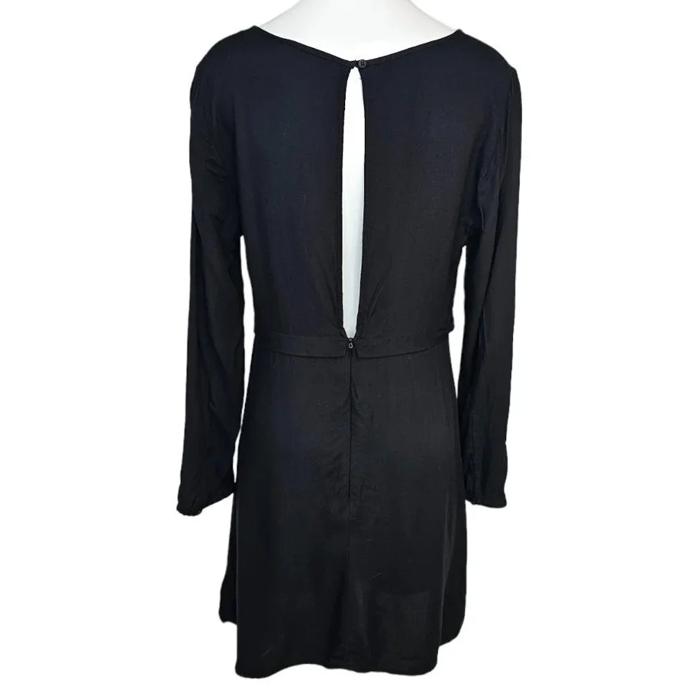 Aritzia Talula Keyhole Back Black Long Sleeve Mini Dress Size 6 - Picture 6 of 6